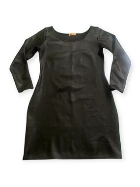 Black Faux Leather Long Sleeve Sheath Dress Size Small
